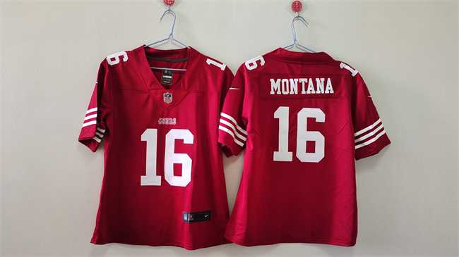 Women%27s San Francisco 49ers #16 Joe Montana Red Vapor Stitched Jersey